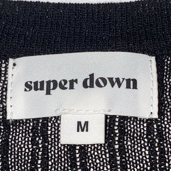 SuperDown Black Rib Knit Scoop Neck Mini Dress Size Medium - Picture 2 of 7